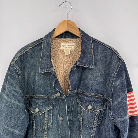 Ralph Lauren Blue Denim Jacket with Red Patch - Picture 3 of 14